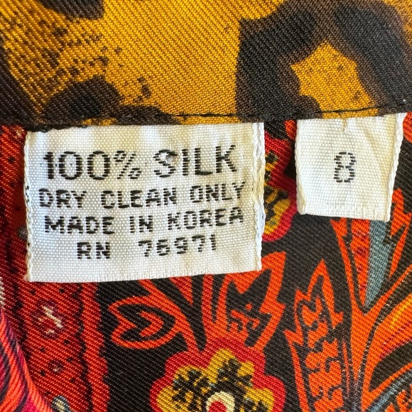 Vintage Silk Blouse Cheetah Floral Animal Print Size 8 MADE KOREA - Picture 15 of 15